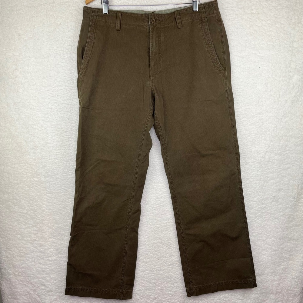 GAP Khakis Mens Brown Corduroy Loose Boot Fit Pants 36x32  100% Cotton Tan Khaki